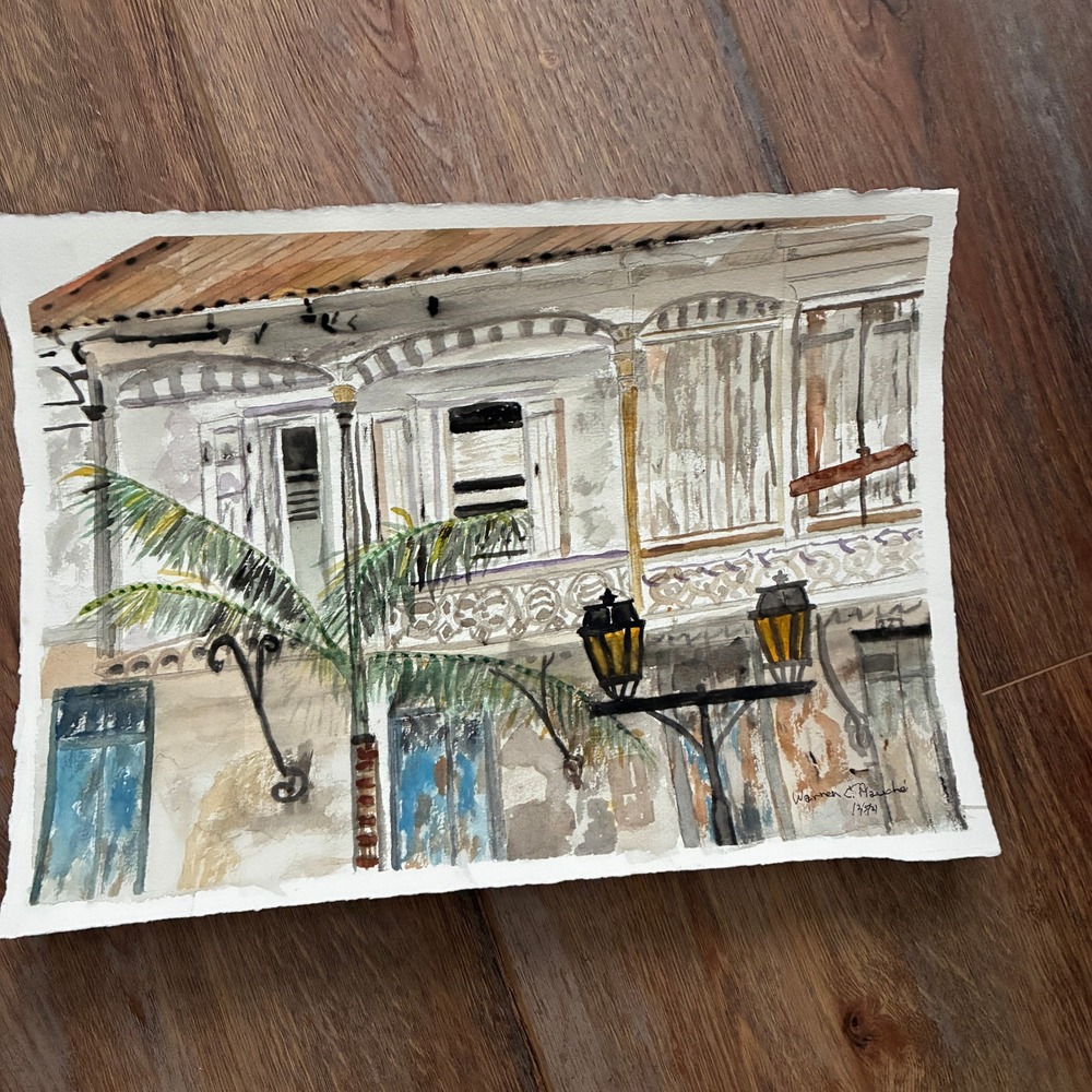 Closed Hotel on Martinique Original Watercolor Painting Warren C Plauche Artist